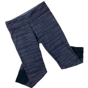 Under Armour Fitted Capri Leggings UA Black Striped Womens 1254368